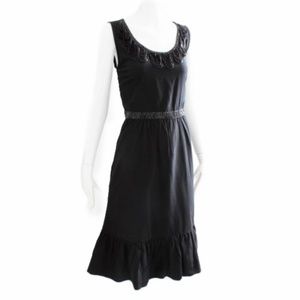 J. Peterman Company Dress Black Embellished Little Black Dress Size 10